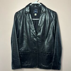 Gap Black Leather Blazer Jacket size Small